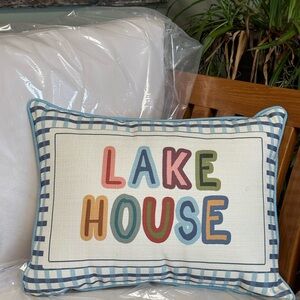 The Little Birdie Company “lake house” pillow 
Made in Mississippi. 19 x14.  NWT